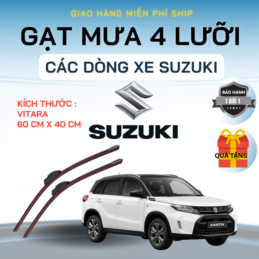 Gạt Mưa Ô Tô SUZUKI VITARA, XL7, CIAZ, SWIFT, CELERIO, CARRY Silicon 4 Lưỡi Loại Tốt Gạt Sạch.4L