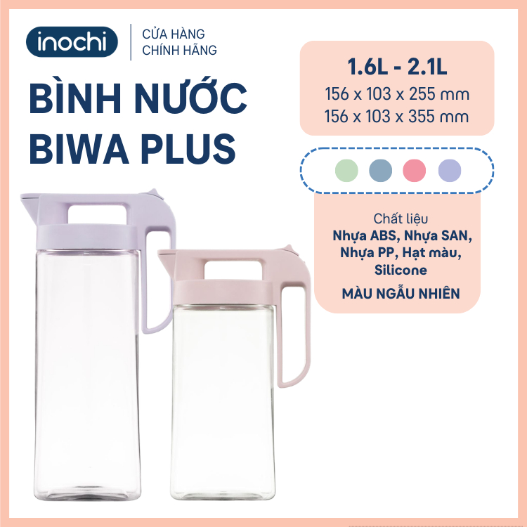 Bình Nước Để Bàn Inochi Biwa Plus: 1.6L/2.1L, An Toàn, Sang Trọng, Tiện Dụng - Phong Cách Nhật Bản