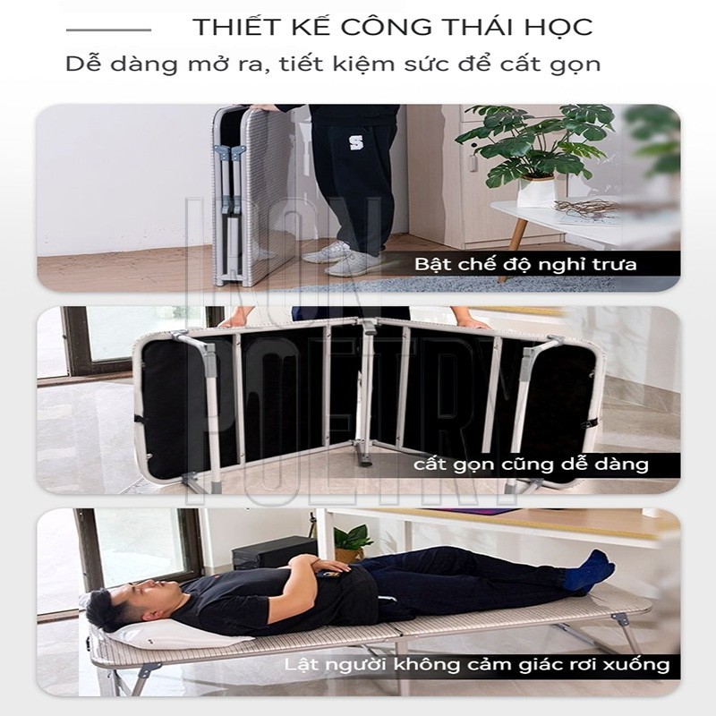 Tổng Kho - Giường Gấp Văn Phòng Cao Cấp Có Bánh Xe Khung Thép Chắc Chắn Gấp Gọn Siêu Tiện Lợi