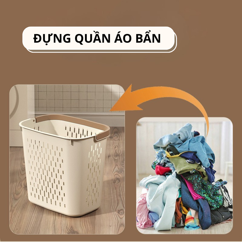 Giỏ Đựng Quần Áo Bẩn Để Nhà Tắm Có Quai Xách, Giỏ Đựng Đồ Quần Áo Bẩn Đa Năng Có Tay Cầm  TitiHome