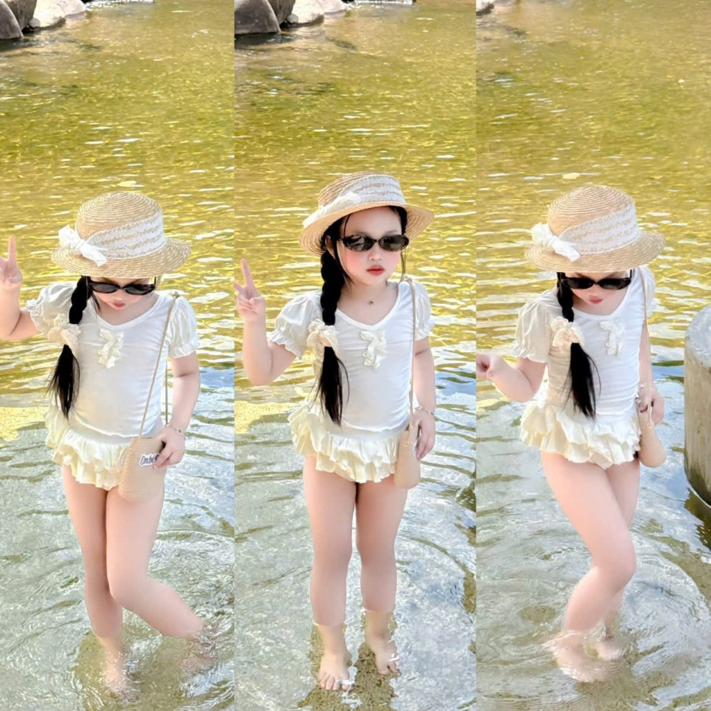 Đồ bơi bé gái, áo tắm biển bé gái, bikini cho bé gái phối bèo mặc đi biển đi bơi xinh hết nấc từ 10 - 30kg, BABY GIRL