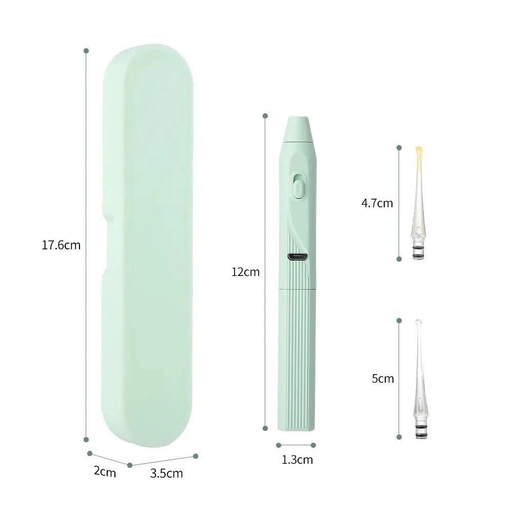 Bộ lấy ráy tai có đèn led cho bé 3in1 siêu sáng pin sạc lại, Dụng cụ vệ sinh tai bằng Silicon mềm không đau rát, an toàn