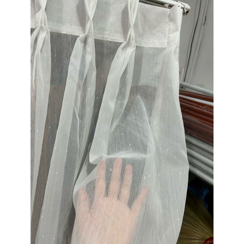 Rèm Voan Giọt Nước, May Nhúm, vải voan mỏng phù hợp trang trí, kết hợp làm rèm 2 lớp.