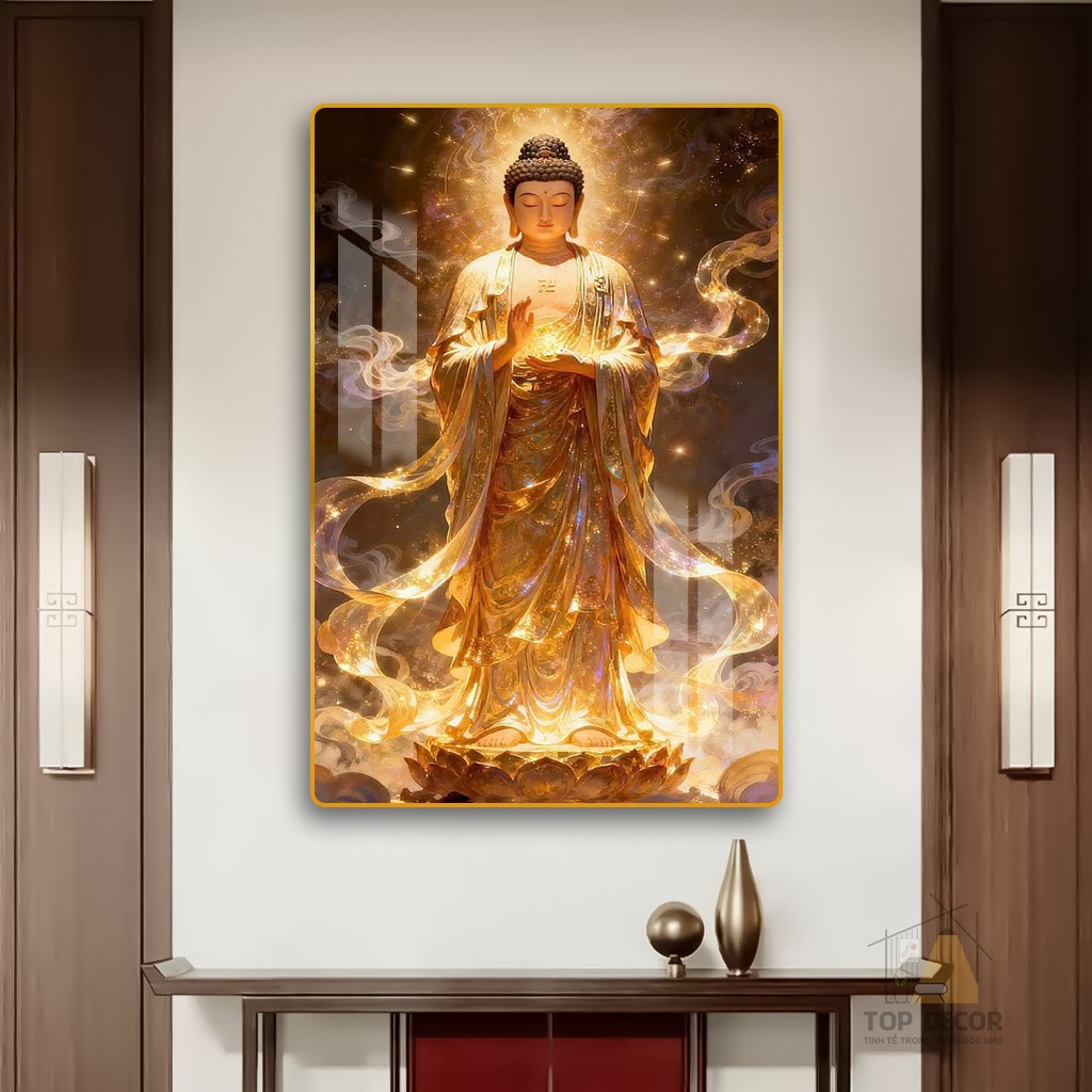 Tranh Treo Tường "PHẬT A DI ĐÀ" Tranh Decor - Tranh Treo Phòng thờ, Tranh Treo Decor, Tranh tráng gương Phật Giáo