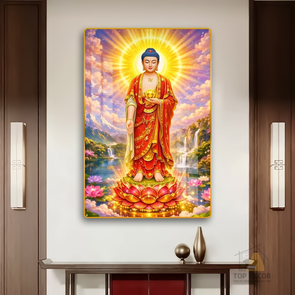 Tranh Treo Tường "PHẬT A DI ĐÀ" Tranh Decor - Tranh Treo Phòng thờ, Tranh Treo Decor, Tranh tráng gương Phật Giáo
