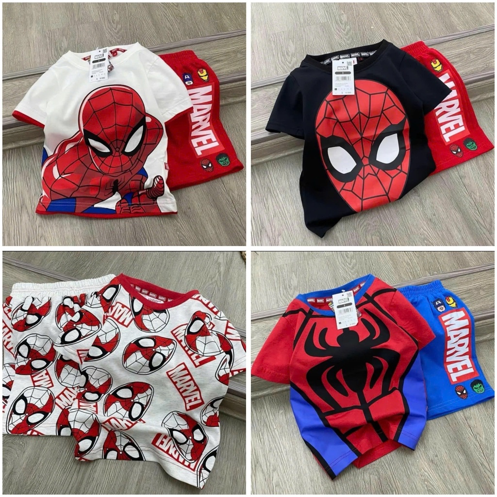 Sét 4 bộ cộc tay siêu nhân, cho bé trai chất thun lạnh mềm mịn,thoáng mát,size từ 8-40kg, thâm hút mồ hôi