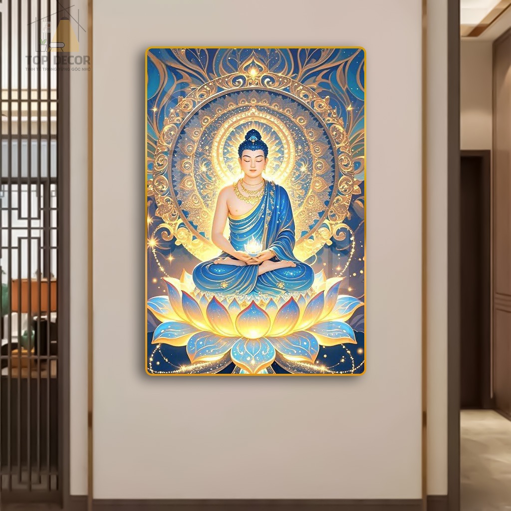 Tranh treo Tường Phật Giáo " Phật A Di Đà - Phật Quan Âm" Tranh Decor - Tranh Treo Decor Tường, Tranh  Phòng Thờ