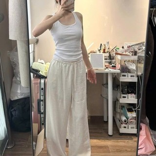 Quần Vải Đũi Nữ Ống Rộng Cạp Chun - Quần Suông Đũi Xước Có Dây Rút Tiện Dụng Siêu Mát Mẻ Cho Mùa Hè