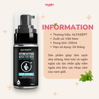 Bọt Vệ Sinh Nam ALFASEPT Cool Intimate Mát Lạnh Giúp Làm Sạch Nhẹ Nhàng, Khử Mùi 100ml chính hãng