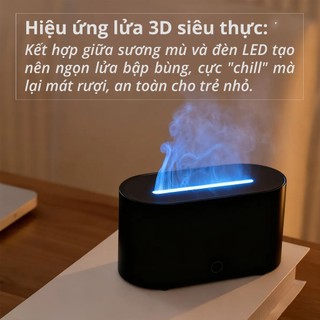 Trải Nghiệm Thư Giãn Với Máy Xông Tinh Dầu Ngọn Lửa Mini 3D - Phun Sương, Tạo Độ Ẩm, Đèn Ngủ, Decor