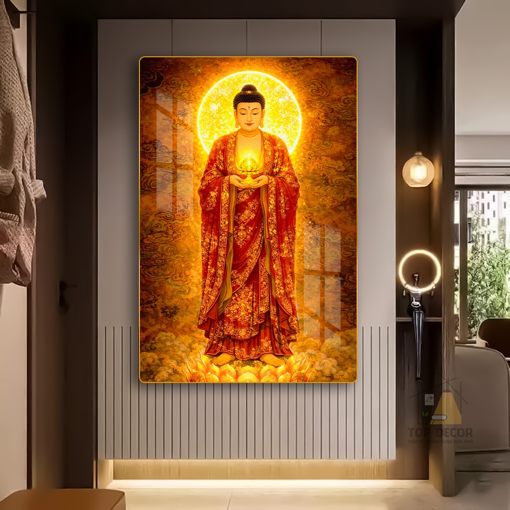 Tranh Treo Tường "PHẬT A DI ĐÀ" Tranh Decor - Tranh Treo Phòng thờ, Tranh Treo Decor, Tranh tráng gương Phật Giáo