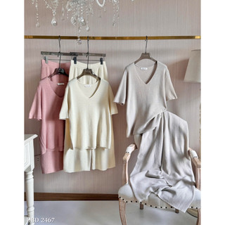 Set Len Mỏng Áo Cổ V Mix Quần Suông Chuẩn Linh Hoàng