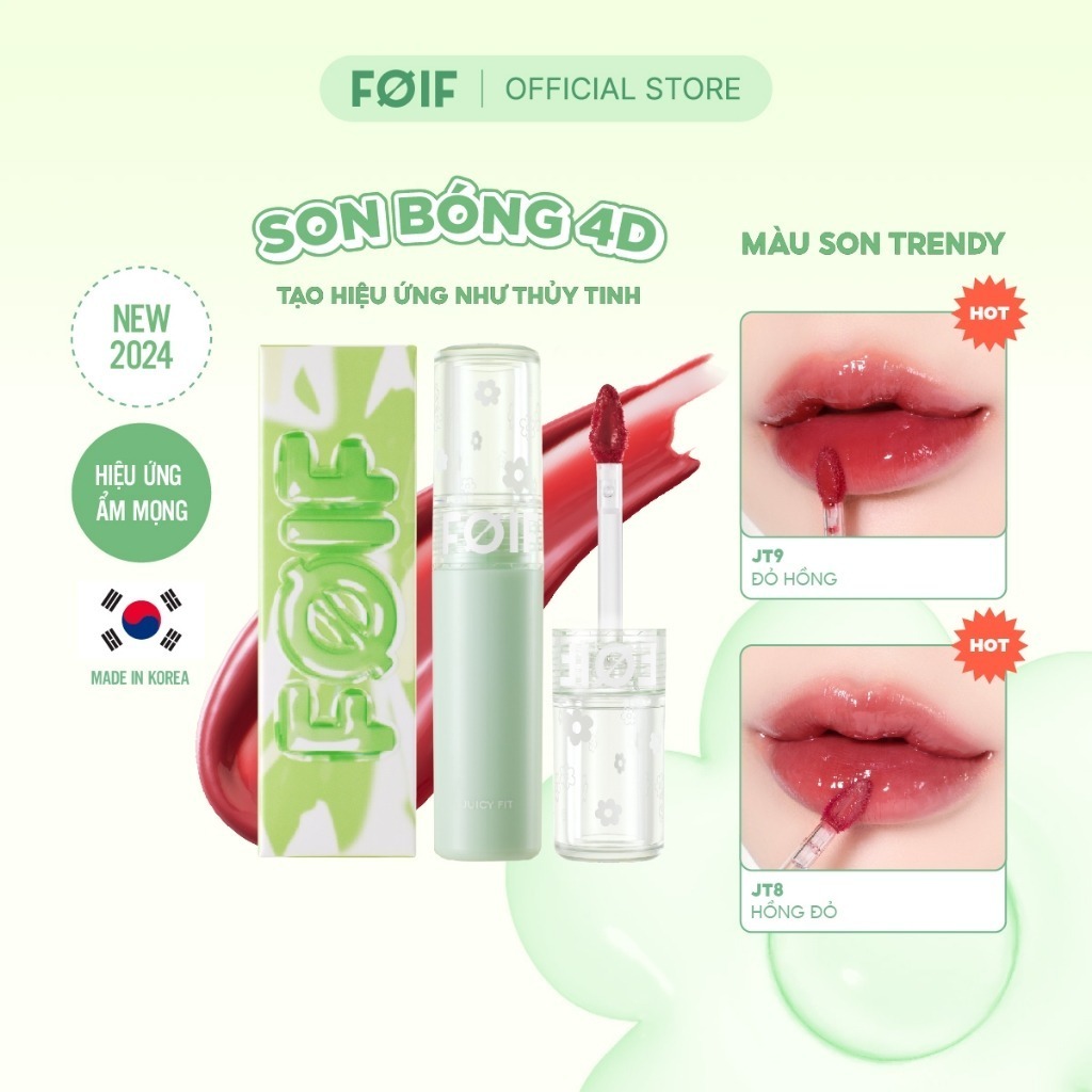 Son Tint Bóng Thuần Chay, Ẩm Mọng, Bền Màu FOIF Juicy Fit Tint 3g (date)