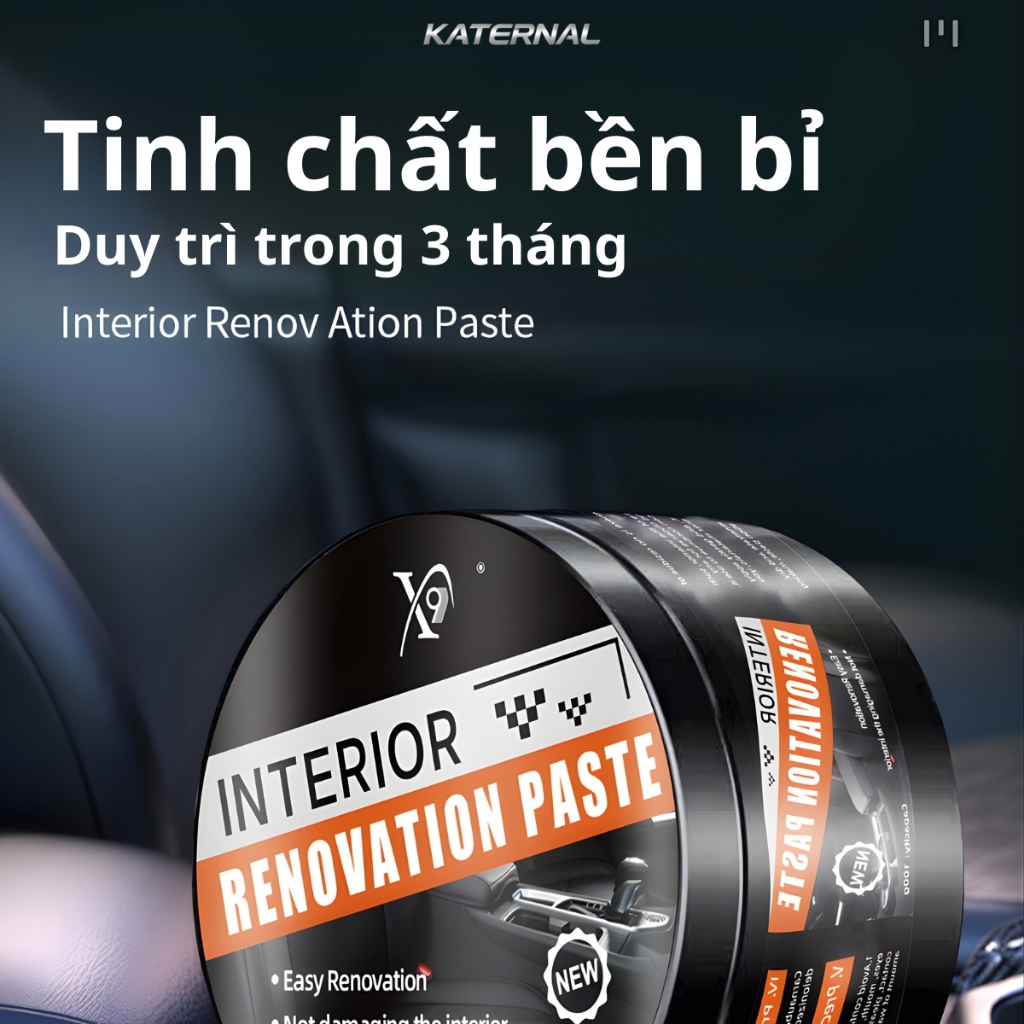 Kem Phục Hồi Nội Thất Xe Hơi KATERNAL 100g – Dưỡng Nhựa Taplo, Dưỡng Da Ghế Ô Tô, Làm Sạch Nội