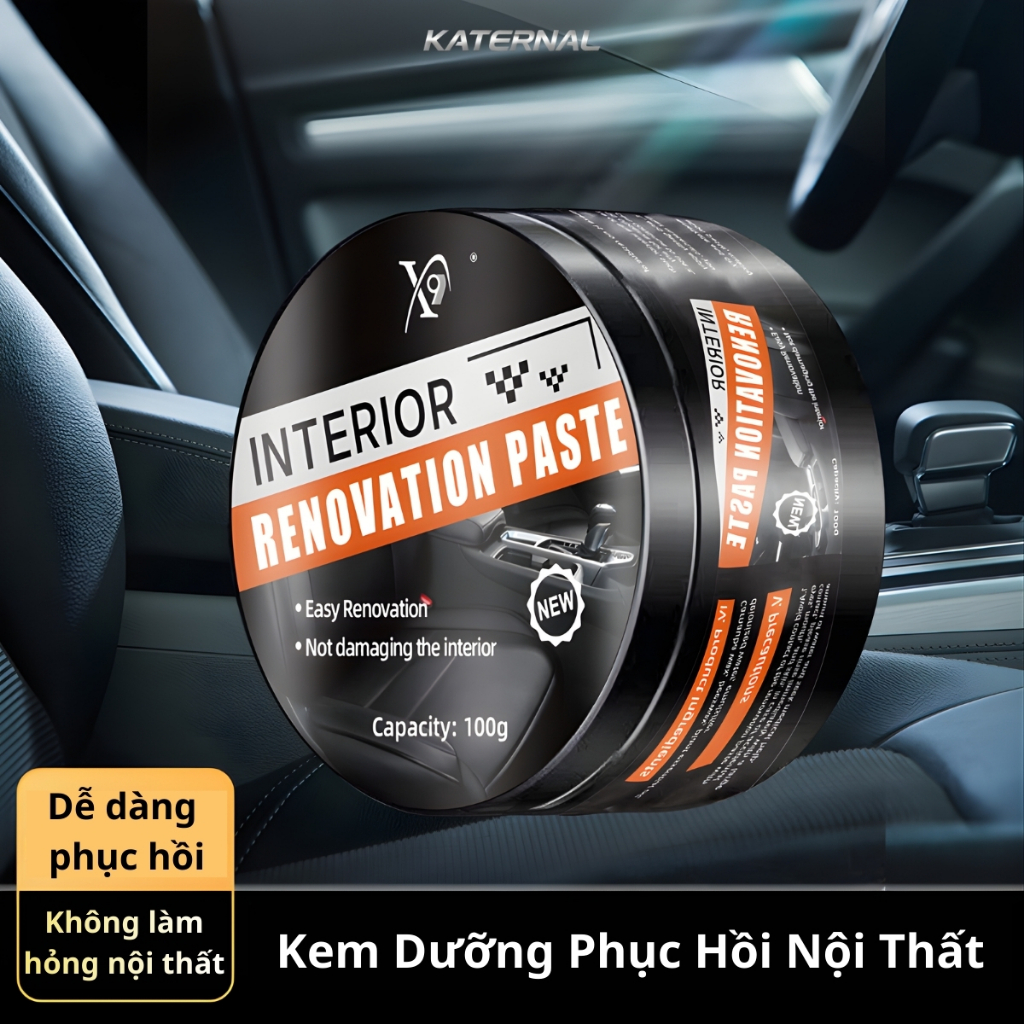 Kem Phục Hồi Nội Thất Xe Hơi KATERNAL 100g – Dưỡng Nhựa Taplo, Dưỡng Da Ghế Ô Tô, Làm Sạch Nội