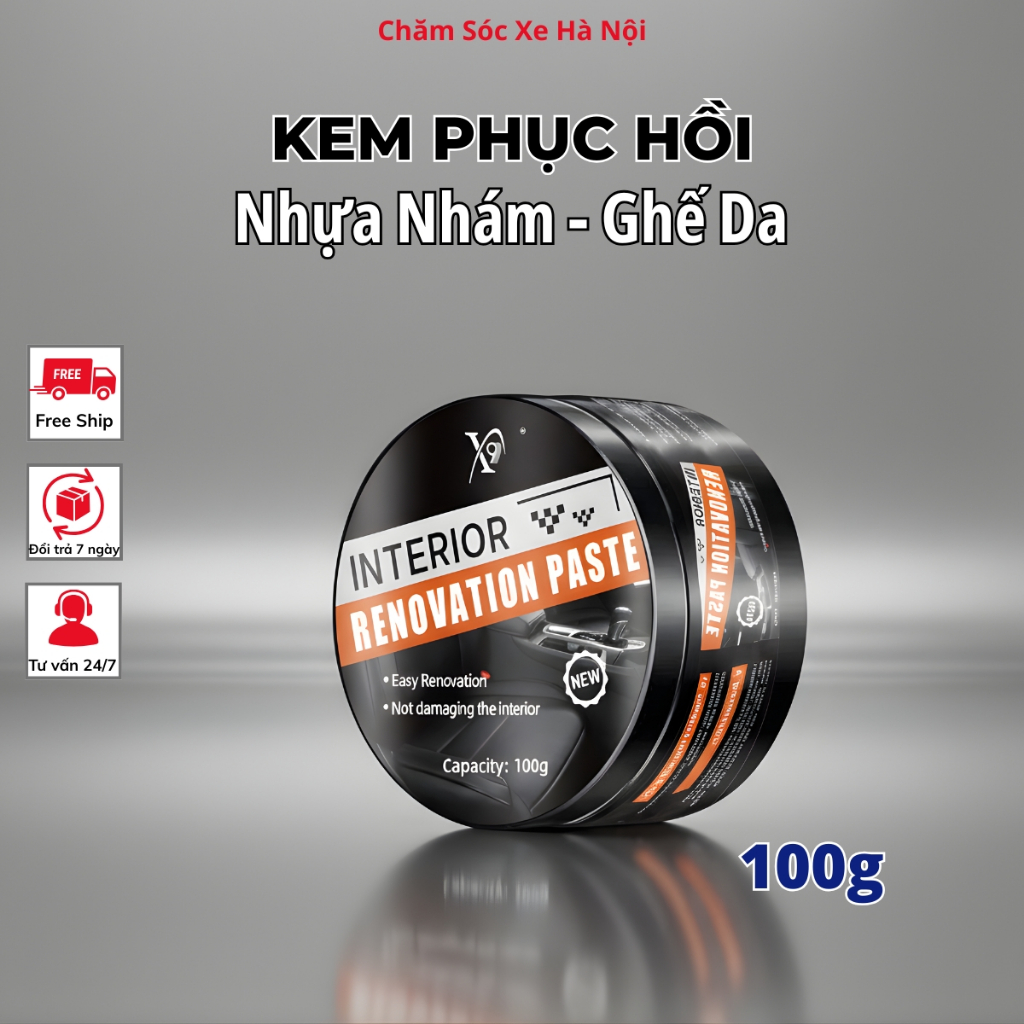 Kem Phục Hồi Nội Thất Xe Hơi KATERNAL 100g – Dưỡng Nhựa Taplo, Dưỡng Da Ghế Ô Tô, Làm Sạch Nội