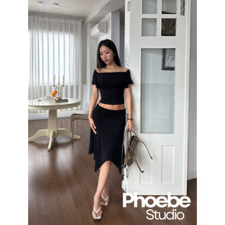 (Loại 1) Set Chân Váy Lửng + Áo Lưng Cổ Đổ - Phoebe Studio [SET0041]