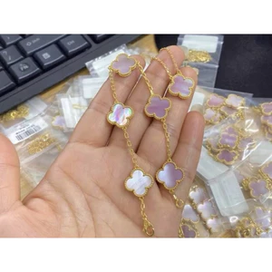 Lắc tay xà cừ hồng cao cấp lắc tay nữ đồng trắng si kim
