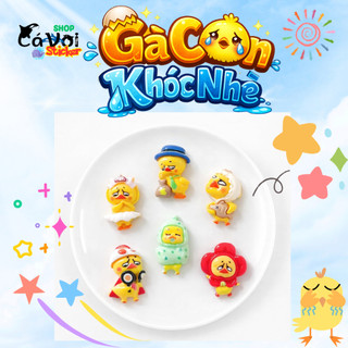 Set Charm Gà Con Khóc Nhè- 6 Charm Gà Cosplay Cute- Charm Gà Kawaii Trang Trí Dép Hot Trend