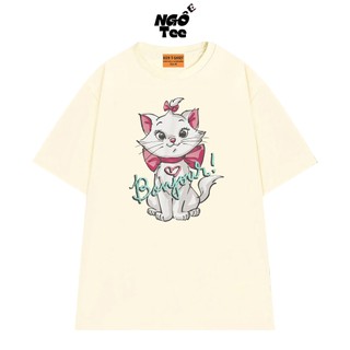 Áo Thun NGỐ TEE Aristocats Mèo Marie Chào Tiếng Pháp Bonjour Vải Cotton Mềm Mịn Form Rộng