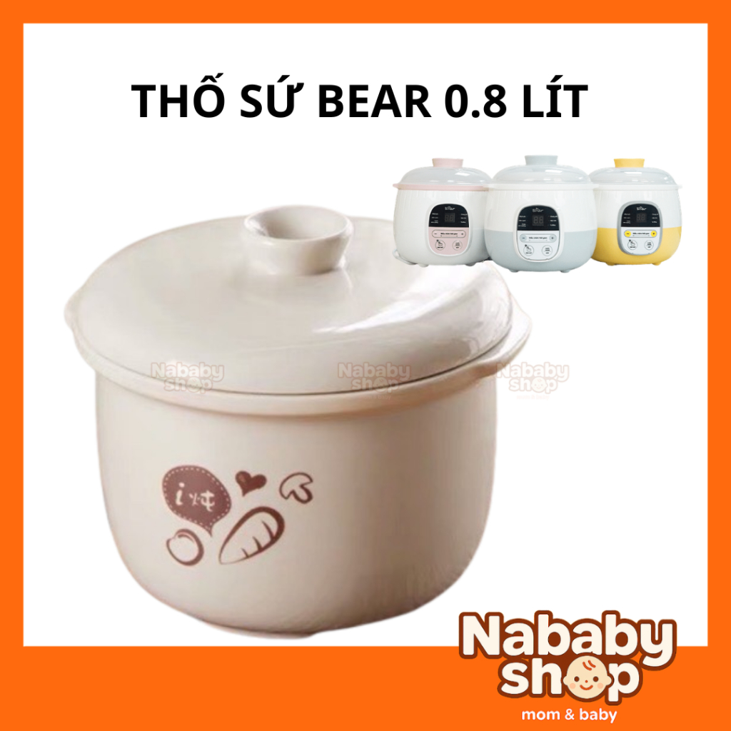 Thố Sứ Nồi Nấu Chậm Bear 0.8L SUBE001, DDZ-A08T8, SB-NNC08,Nắp Thay Thế Phụ Kiện Kích Thước Phù Hợp