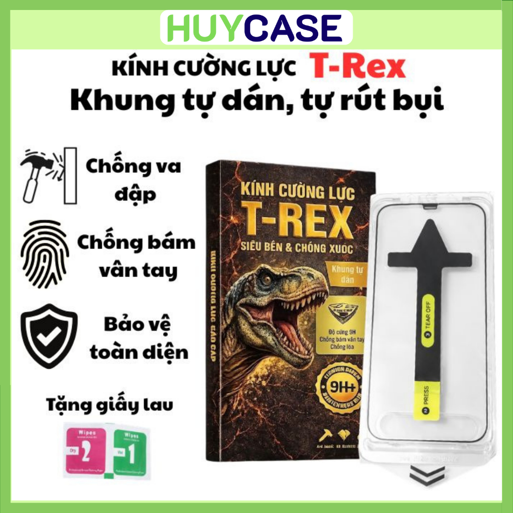Kính Cường Lực T-Rex Có Khung Tự Dán-Rút Bụi,Chống Nhin Trộm Trong Suốt -iPhoneX/XS/XR/11/12/13/14/15/16/17Pro/Max/Air