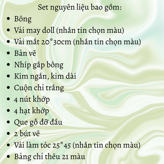 ĐỌC KỸ LƯU Ý - Set nguyên liệu làm búp bê vải tóc tơ 60cm - Set kit tự may doll vải handmade 60cm