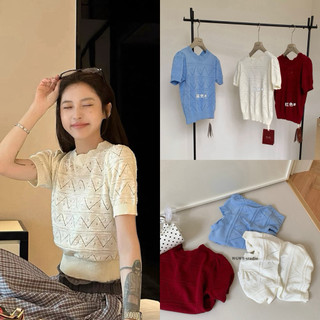 𝐏𝐡𝐢𝐞𝐧 𝐖𝐆𝐖𝐄 | (sẵn) w8894 Áo Len Mỏng Cổ Tròn Mùa Hè Form Vừa Vặn Freesize