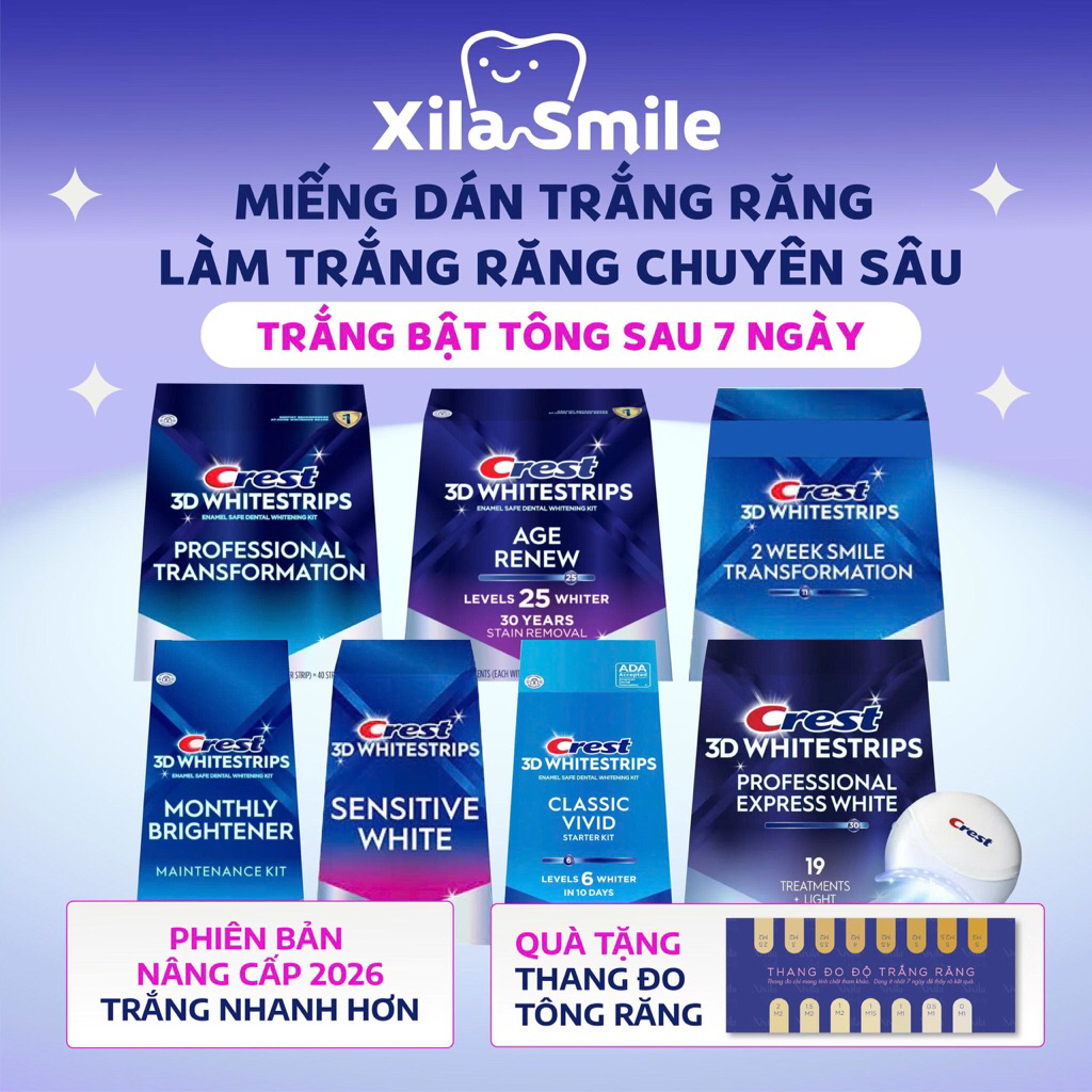 NGUYÊN HỘP Miếng dán trắng răng Crest 3D White