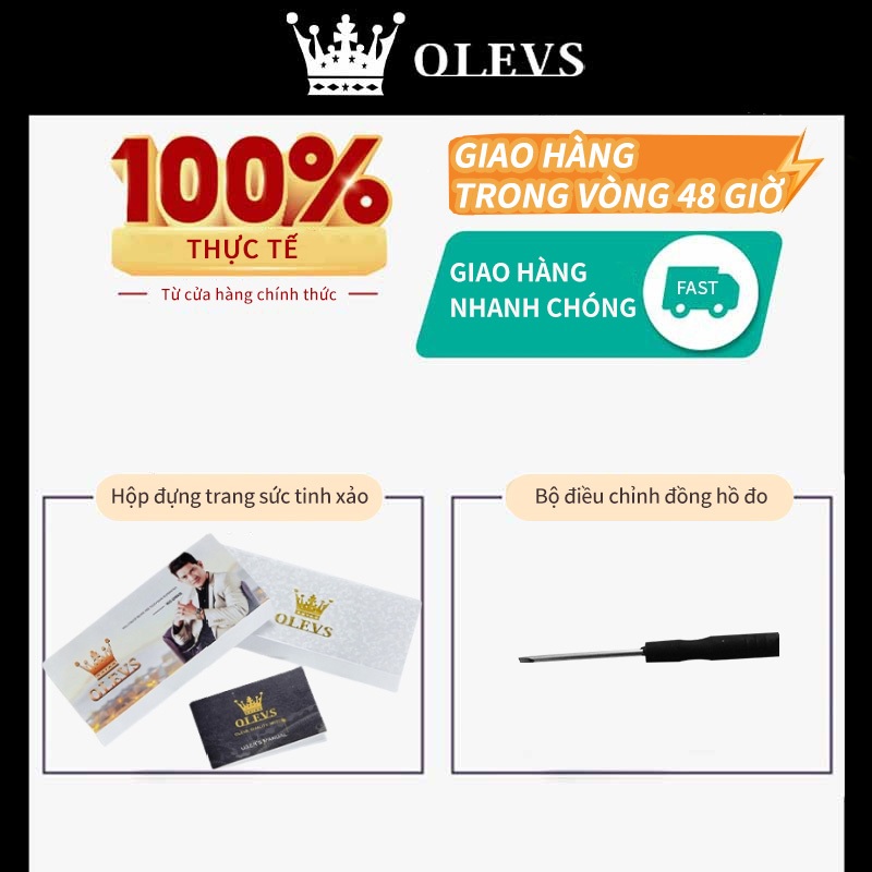 OLEVS Đồng hồ Cặp Chính hãng dây đeo bằng thép không có chống thấm chức năng phát sáng lịch 3692