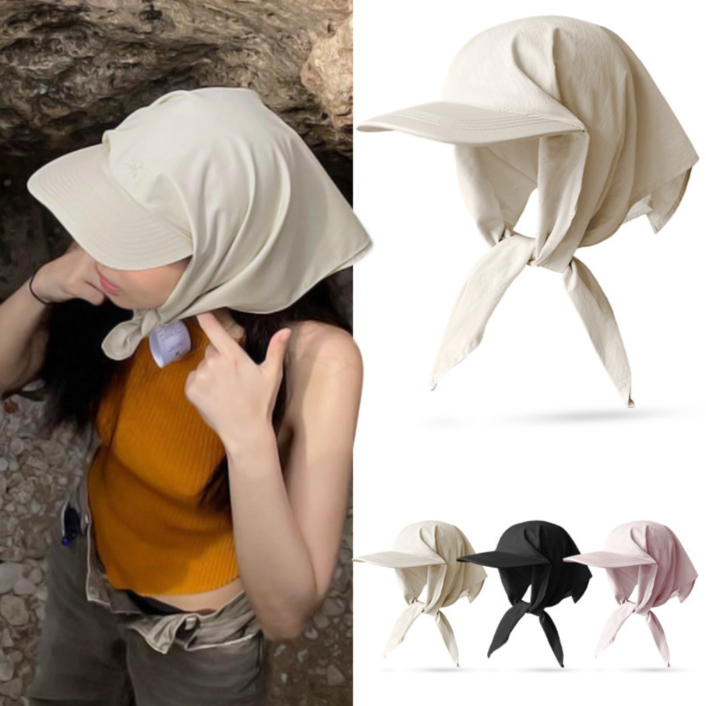 Mũ Chống Nắng Khăn Trùm Đầu Nữ, Mũ Lưỡi Trai Kèm Khăn Che Cổ Chống UV, Thoáng Mát, Thời Trang