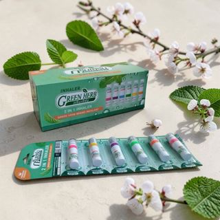 Lốc 6 Ống Hít Thông Mũi Thái Lan Hỗ Trợ Viêm Xoang Green Herb Brand Inhalant 2IN1, Date 2028