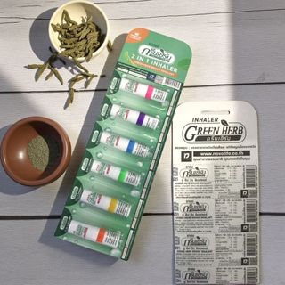 Lốc 6 Ống Hít Thông Mũi Thái Lan Hỗ Trợ Viêm Xoang Green Herb Brand Inhalant 2IN1, Date 2028