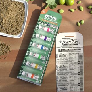 Lốc 6 Ống Hít Thông Mũi Thái Lan Hỗ Trợ Viêm Xoang Green Herb Brand Inhalant 2IN1, Date 2028