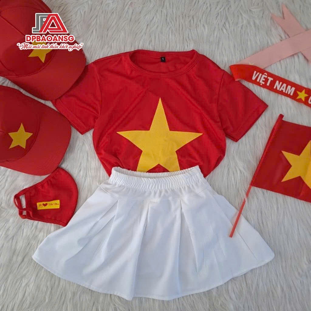 Áo Cờ Đỏ Sao Vàng Trẻ Em – Áo Thun Cờ Cổ Tròn Cho Cho Sự Kiện, Chụp Ảnh, Team Nhóm