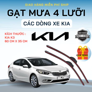 Gạt Mưa Ô Tô KIA K3, K5, SOLUTO, MORNING, SELTOS, SONET, CARNIVAL...Silicon 4 Lưỡi Gạt Sạch Êm. 4L