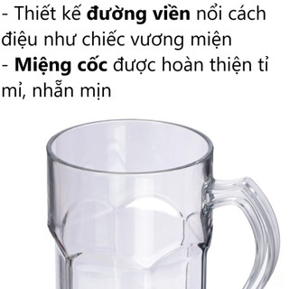 Cốc quai nữ hoàng Việt Nhật nhựa bền an toàn trong suốt dễ quan sát miệng mịn quai chắc tiện sử dụng - 6368/6371