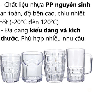 Cốc quai nữ hoàng Việt Nhật nhựa bền an toàn trong suốt dễ quan sát miệng mịn quai chắc tiện sử dụng - 6368/6371