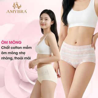 Combo Quần Lót Nữ Cotton In Họa Tiết, Quần Chip Nữ Cạp Vừa Mềm Mịn Không Hằn Cấn AMYBRA L5296