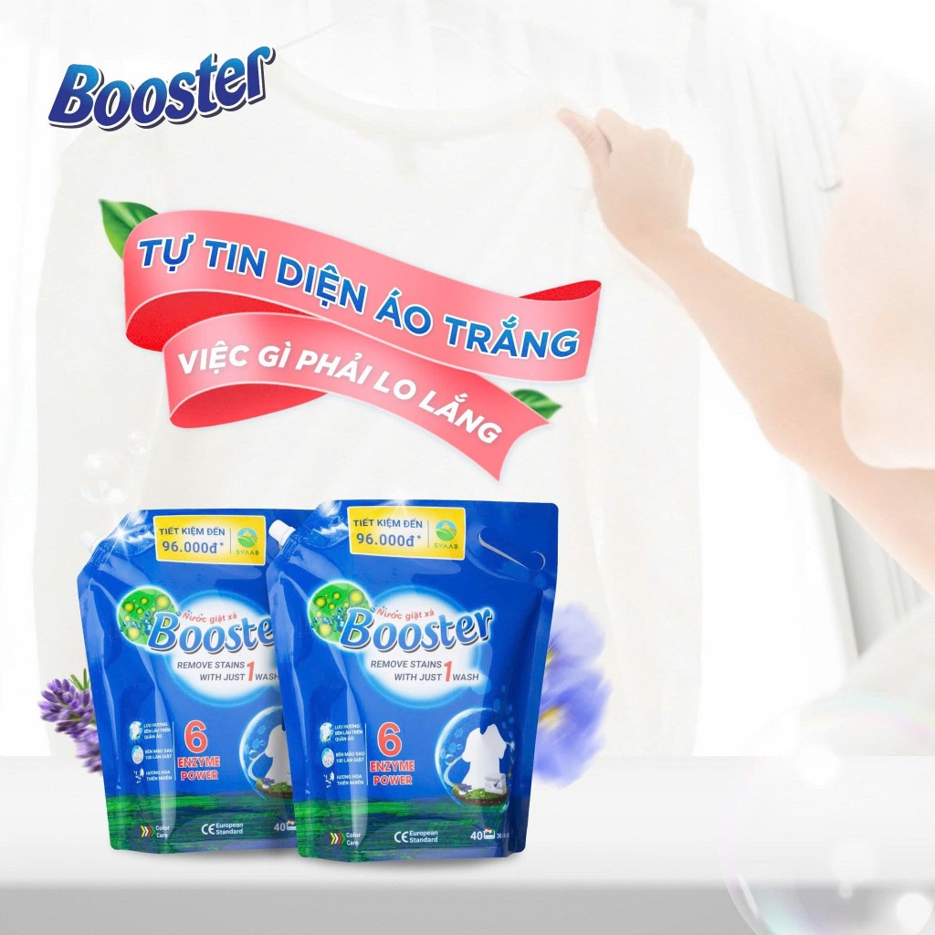 Thùng 4 túi nước giặt xả Bosster hương nắng mai túi 3,2 kg - Hàng chính hãng, TẶNG KÈM QUÀ