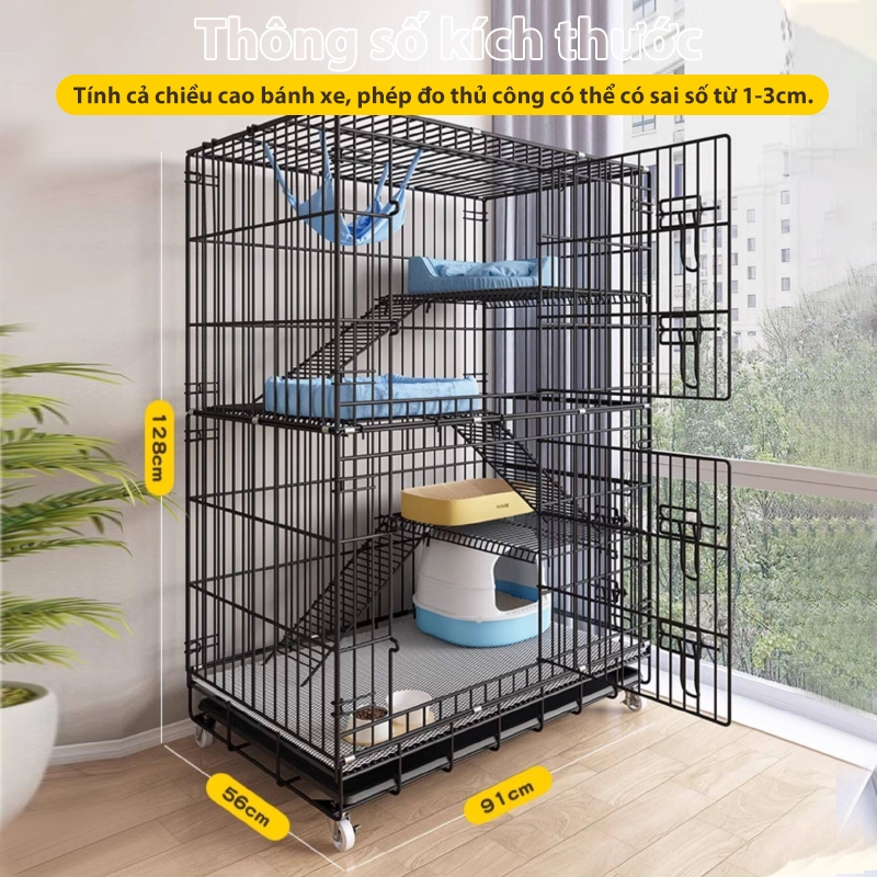 Chuồng Mèo 4 Tầng Chuồng Mèo Gấp Gọn Lồng Mèo Lồng Chuồng Chó Mèo Giá Rẻ Tặng Khay Có Bánh Xe