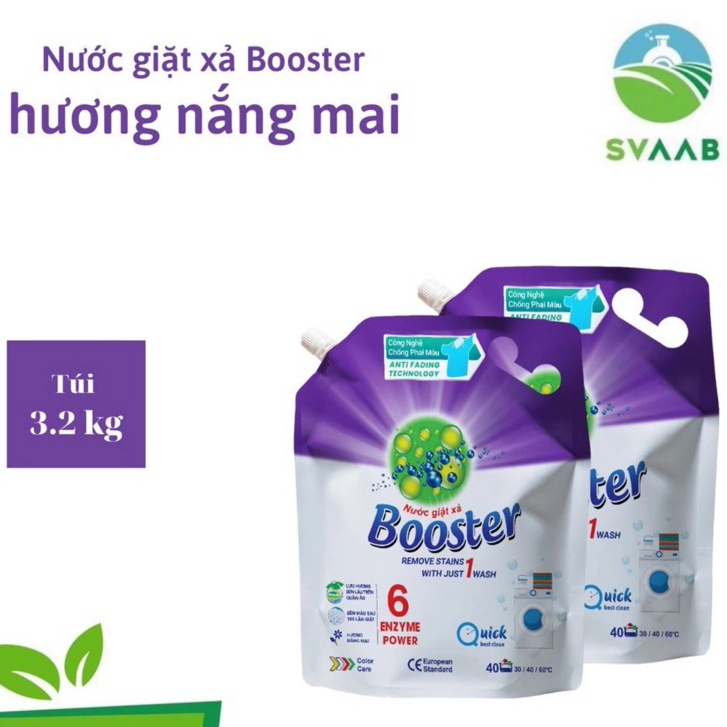 Combo 2 túi Nước giặt xả Booster hương nắng mai túi 3.2Kg, Lưu hương, sạch khuẩn, mềm sợi vải