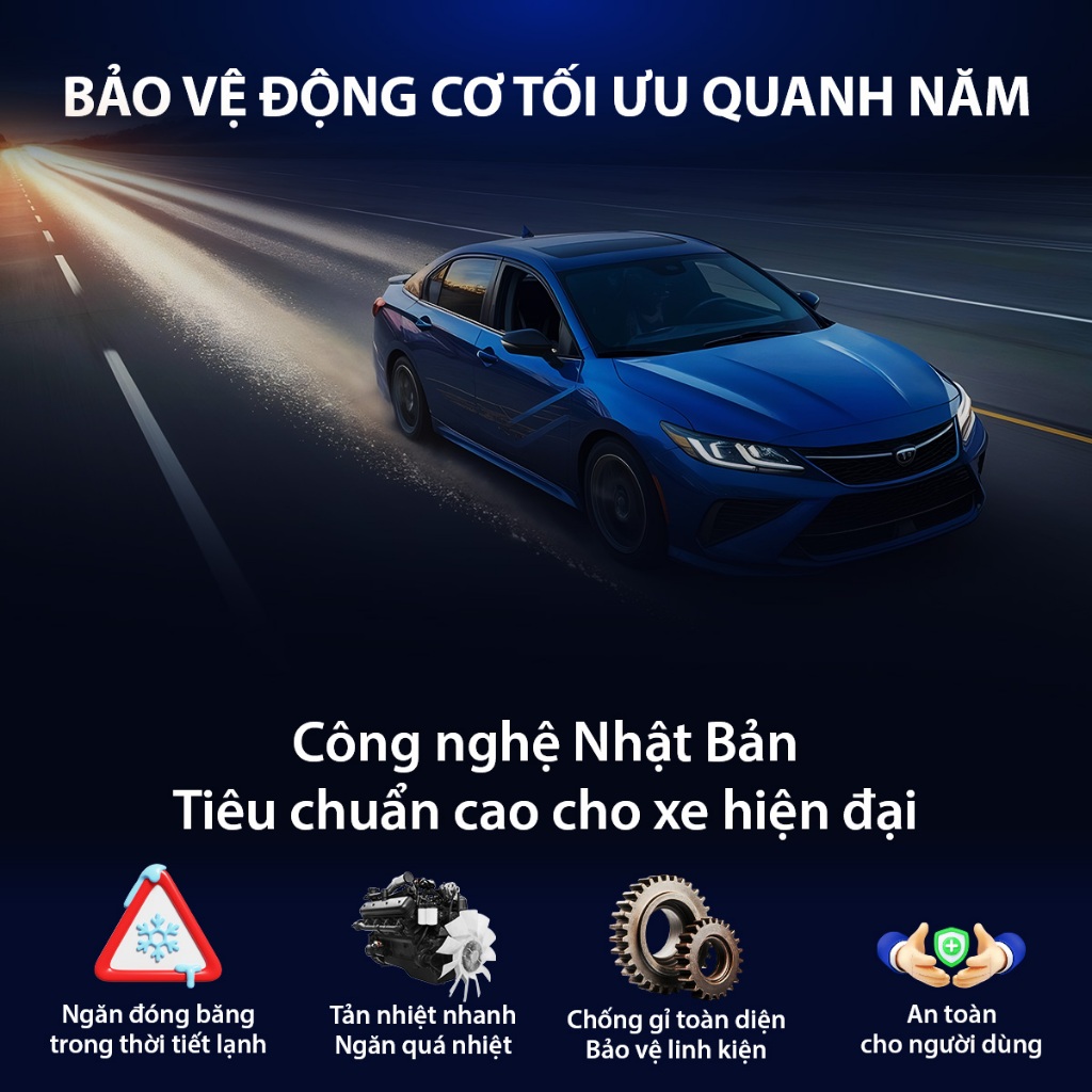 Nước Làm Mát Giải Nhiệt Động Cơ Màu Xanh Dương AISIN Super Long Life Coolant 50% 1 Lít SCPM50A1LB Dùng Cho Ô Tô Xe Máy