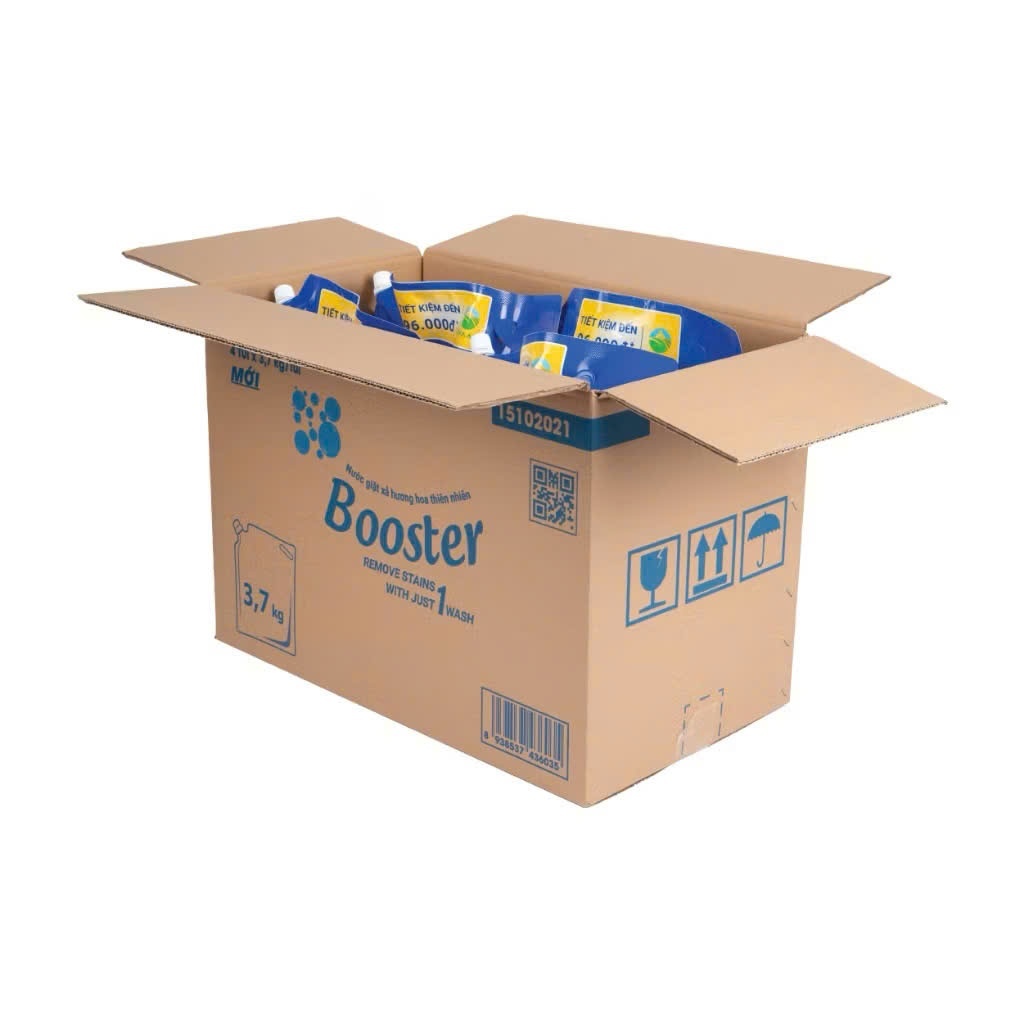 Thùng 4 túi Nước giặt xả Booster hương hoa thiên nhiên - Hàng chính hãng