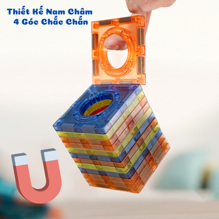 Bộ Đồ Chơi Lắp Ghép Từ Tính Magnetic Block Với 42-132 Chi Tiết Tặng Kèm Sticker - Đồ Chơi Xếp Hình Nam Châm Cho Bé Từ 3+