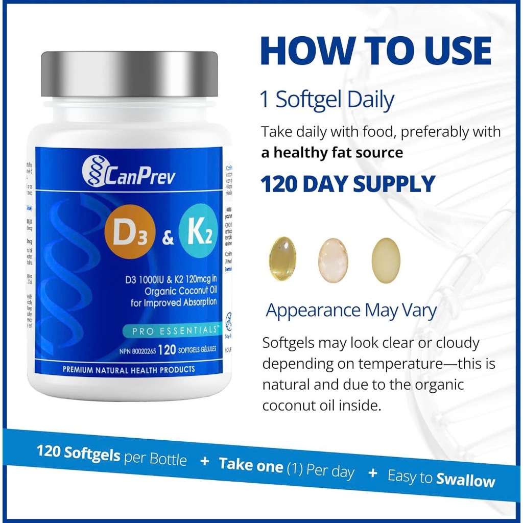 CanPrev D3 & K2 Organic Coconut Oil – Tăng Cường Hấp Thu