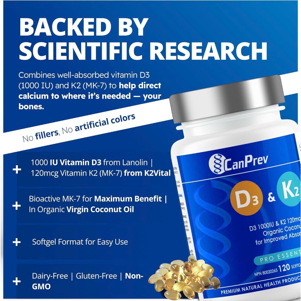 CanPrev D3 & K2 Organic Coconut Oil – Tăng Cường Hấp Thu