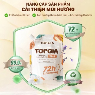 [COMBO QUÀ TẶNG] Nước Giặt Xả TopGia 3in1 Hương Huyền Diệu Lưu Hương 72H, Dịu Nhẹ, An Toàn Cho Da
