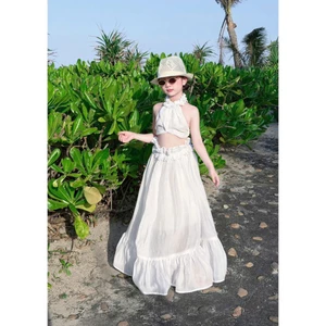 Sét Bộ Maxi Bé Gái Áo Yếm Hở Lưng Chân Váy Dài Thướt Tha, Set Váy cho mẹ và bé diện Đi Biển Du Lịch