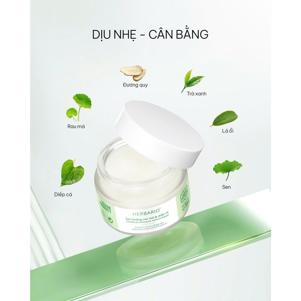 Gel dưỡng rau má & diếp cá 30ml Herbario thuần chay